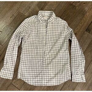 J.Crew Secret‎ Wash Cotton Poplin Shirt, Medium, Slim, Bleecker Gingham Grey